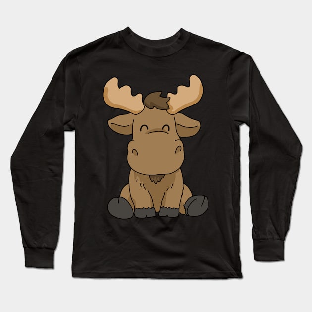 Baby Moose Gifts Women Moose Gift Men Moose Kids Moose Long Sleeve T-Shirt by PomegranatePower